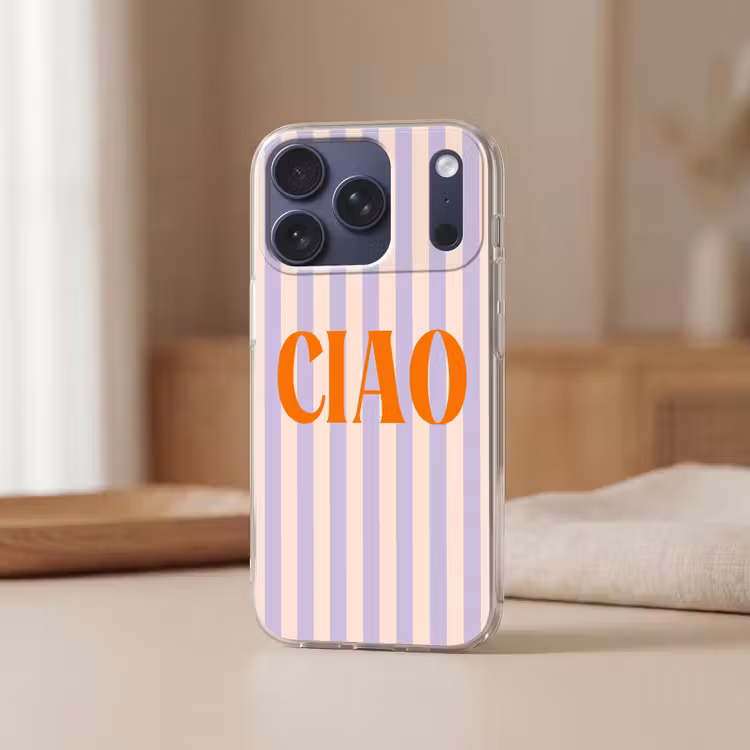 Ciao - Quote - Pastel - Strepen Telefoonhoesje iPhone 17 Pro klein -sfeer2