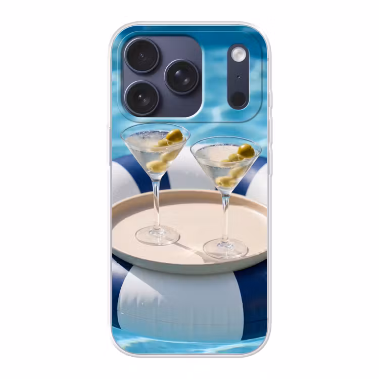 Cocktail - Zwembad - Zomer - Blauw Telefoonhoesje iPhone 17 Pro klein -3d