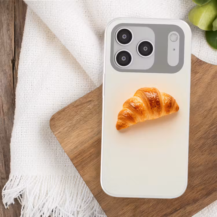 Croissant - Brood - Beige Telefoonhoesje iPhone 17 Pro klein -sfeer1