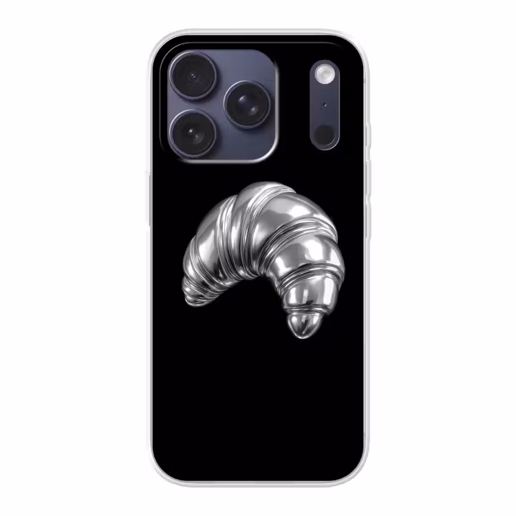 Croissant - Metaal - Zilver Telefoonhoesje iPhone 17 Pro klein -3d