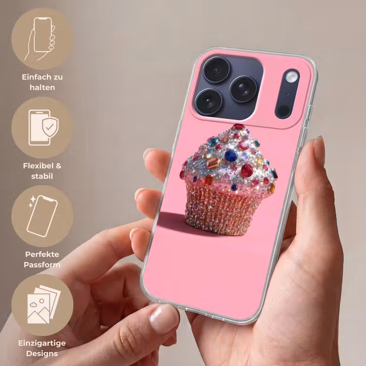 Cupcake - Kleurrijk - Edelstenen Telefoonhoesje iPhone 17 Pro klein -sfeer3_DE
