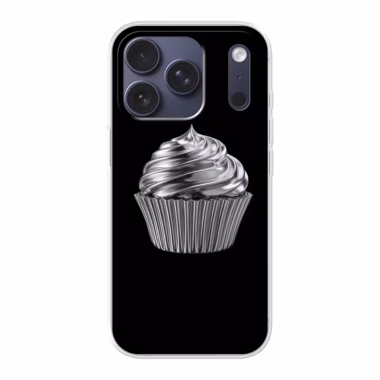 Cupcake - Luxueus - Zilver Telefoonhoesje iPhone 17 Pro klein -3d