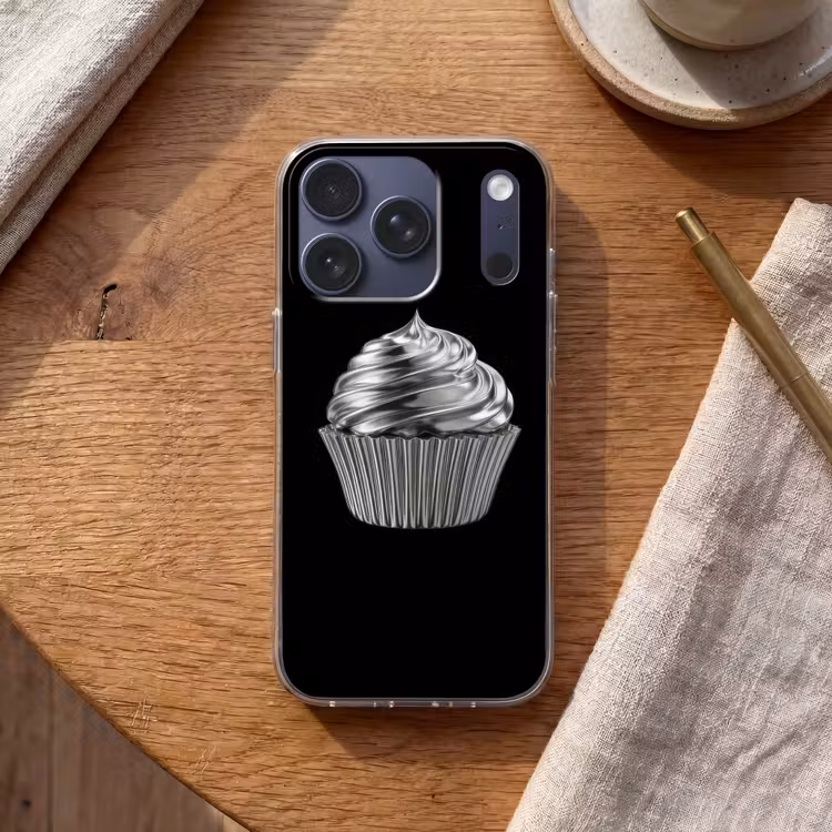 Cupcake - Luxueus - Zilver Telefoonhoesje iPhone 17 Pro klein -sfeer1
