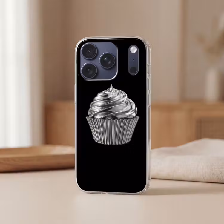 Cupcake - Luxueus - Zilver Telefoonhoesje iPhone 17 Pro klein -sfeer2