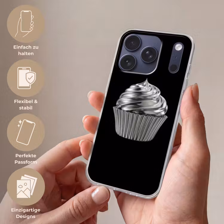 Cupcake - Luxueus - Zilver Telefoonhoesje iPhone 17 Pro klein -sfeer3_DE