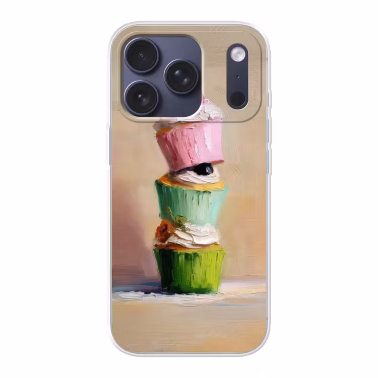 Cupcakes - Gestapeld - Kleurrijk - Fruit Telefoonhoesje iPhone 17 Pro klein -3d