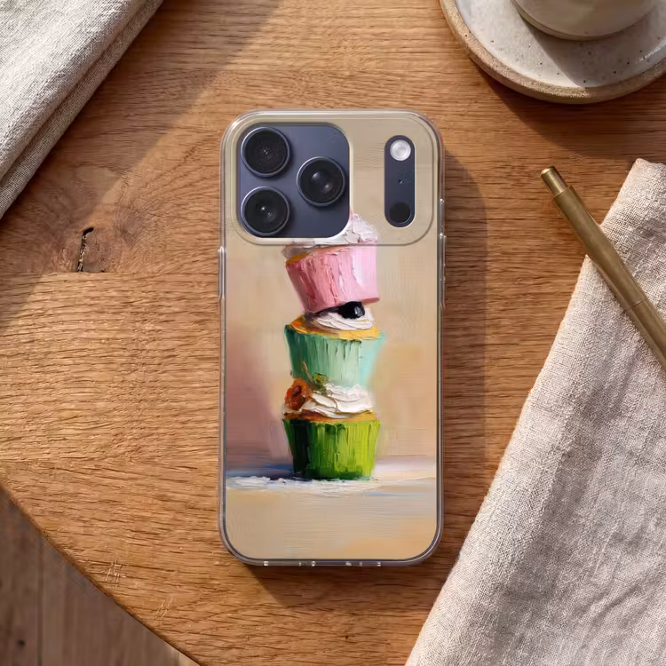 Cupcakes - Gestapeld - Kleurrijk - Fruit Telefoonhoesje iPhone 17 Pro klein -sfeer1