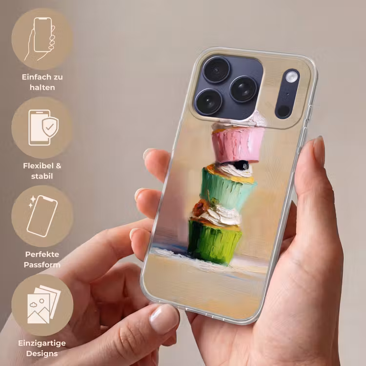 Cupcakes - Gestapeld - Kleurrijk - Fruit Telefoonhoesje iPhone 17 Pro klein -sfeer3_DE