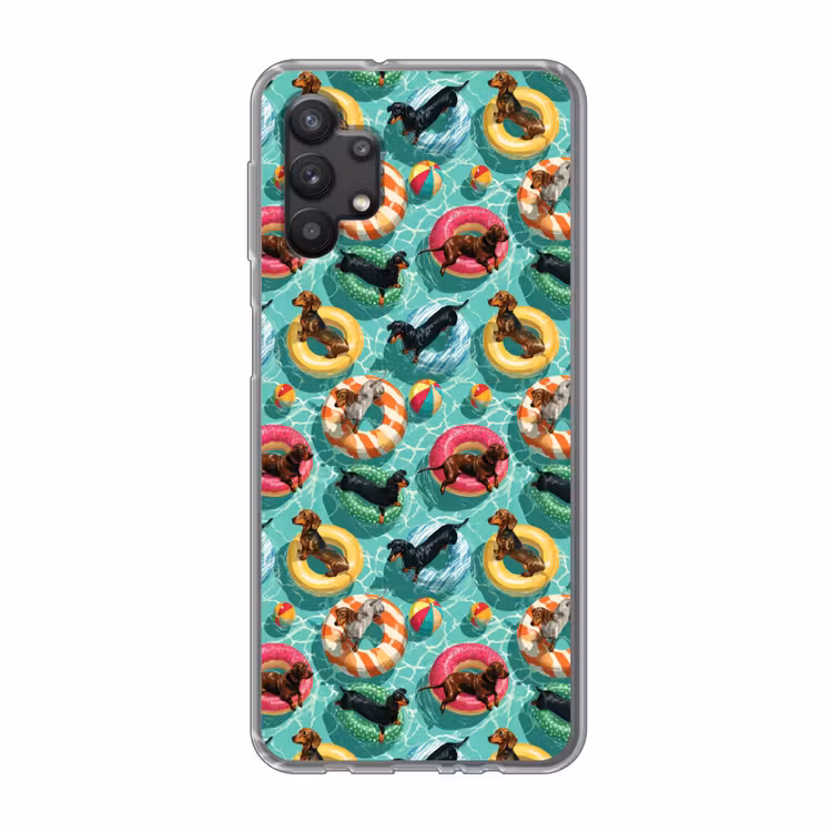 Teckels - Zwembad - Kleurrijk Telefoonhoesje Samsung Galaxy A32 5G klein 346 -3d