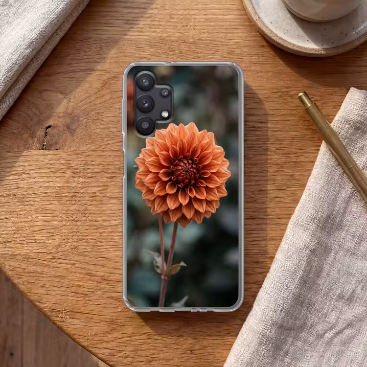 Dahlia - Bloem - Natuur - Sfeervol Telefoonhoesje Samsung Galaxy A32 5G klein -sfeer1