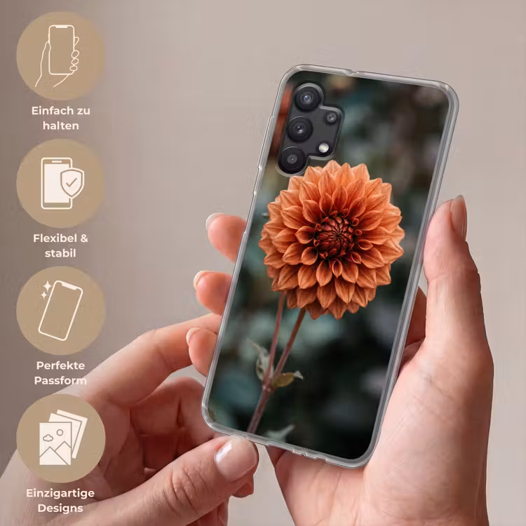 Dahlia - Bloem - Natuur - Sfeervol Telefoonhoesje Samsung Galaxy A32 5G klein -sfeer3_DE