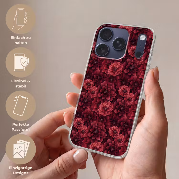 Dahlias - Bloemen - Rood Telefoonhoesje iPhone 17 Pro klein 878 -sfeer3_DE