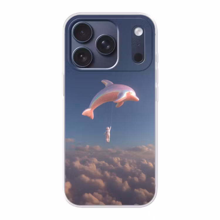 Dolfijn - Roze - Astronaut Telefoonhoesje iPhone 17 Pro klein -3d