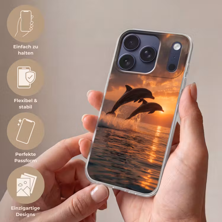 Dolfijnen - Zee - Realistisch Telefoonhoesje iPhone 17 Pro klein -sfeer3_DE
