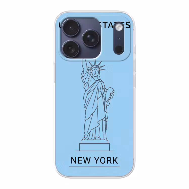 Monument - Vrijheidsbeeld - New York - Minimalistisch - Blauw Telefoonhoesje iPhone 17 Pro klein -3d