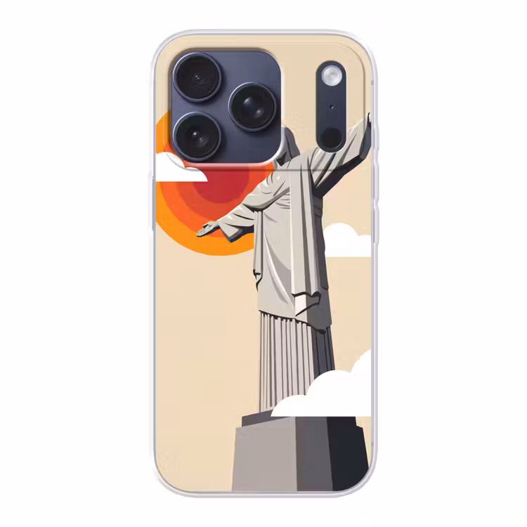 Monument - Stad - Zonsondergang - Minimalistisch - Oranje Telefoonhoesje iPhone 17 Pro klein -3d