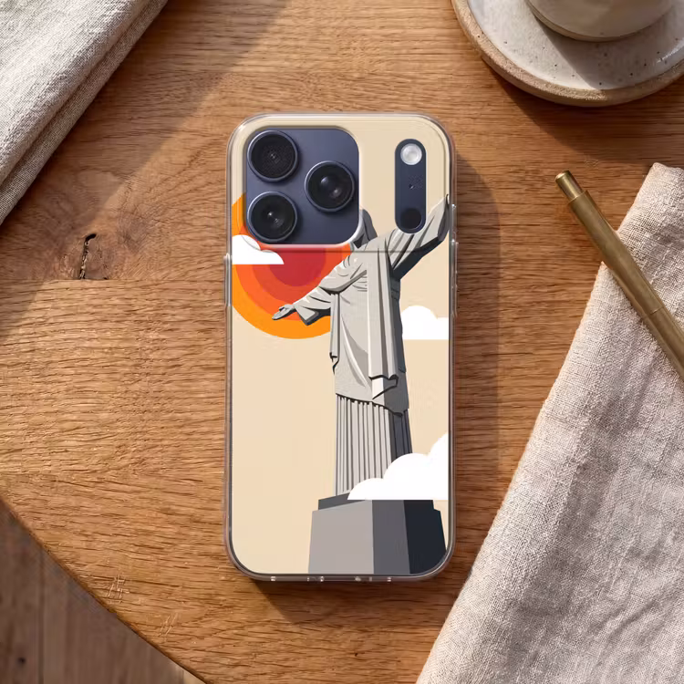 Monument - Stad - Zonsondergang - Minimalistisch - Oranje Telefoonhoesje iPhone 17 Pro klein -sfeer1