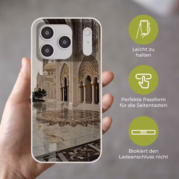 Gouden details - Marmer - Islamitisch Telefoonhoesje iPhone 17 Pro klein -sfeer3_DE