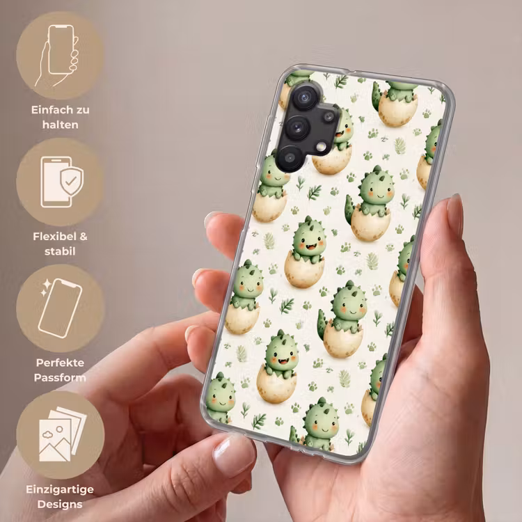 Dino - Eieren - Groen Telefoonhoesje Samsung Galaxy A32 5G klein 346 -sfeer3_DE