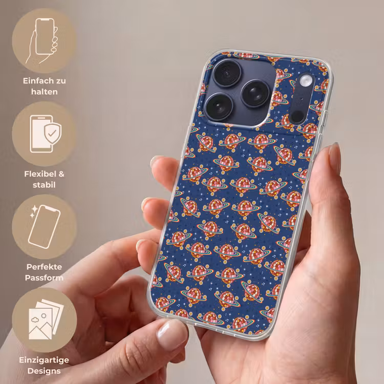 Disco - Blauw - Patroon Telefoonhoesje iPhone 17 Pro klein 878 -sfeer3_DE