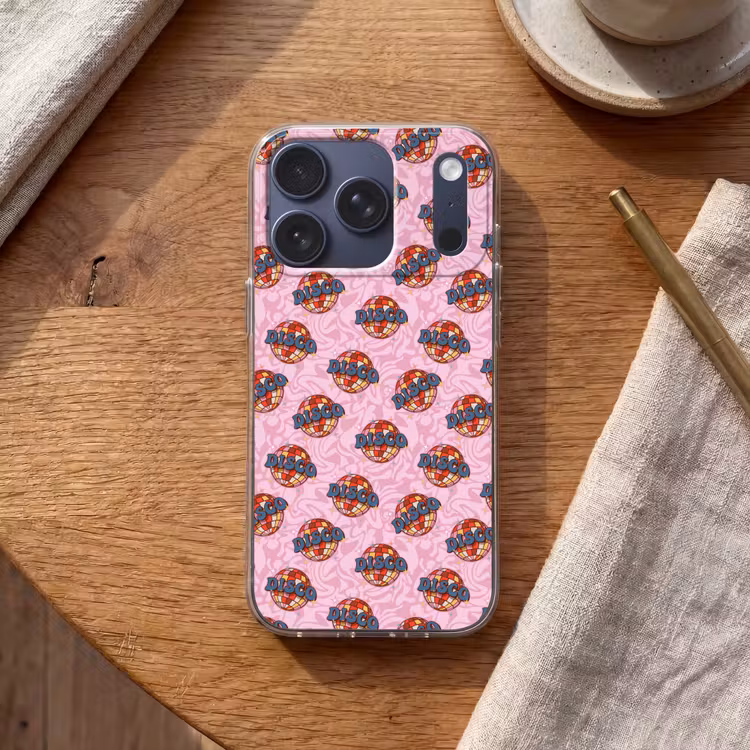 Disco - Bal - Patroon - Roze Telefoonhoesje iPhone 17 Pro klein 878 -sfeer1