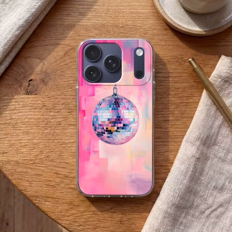 Discobal - Pink - Verf Telefoonhoesje iPhone 17 Pro klein -sfeer1