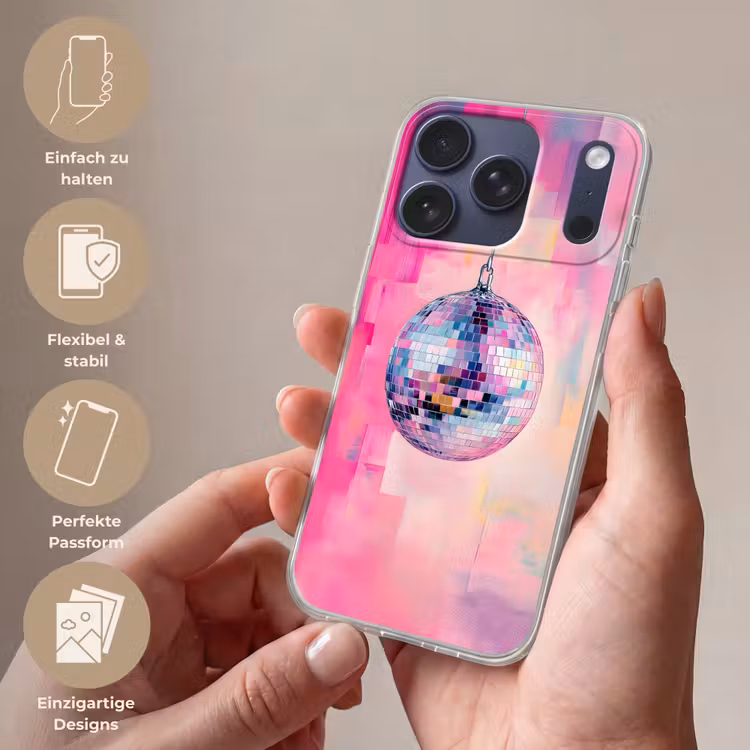 Discobal - Pink - Verf Telefoonhoesje iPhone 17 Pro klein -sfeer3_DE