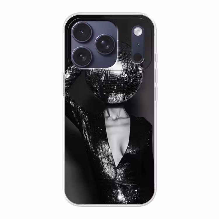 Discobal - Gezicht - Glamour - Zwart Telefoonhoesje iPhone 17 Pro klein -3d