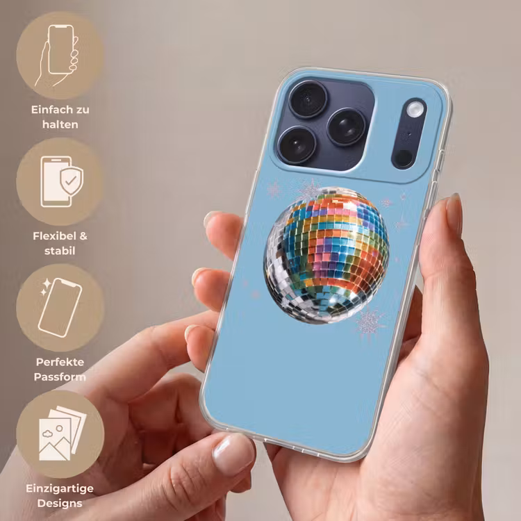 Discobal - Glinsterende sterren - Regenboog Telefoonhoesje iPhone 17 Pro klein -sfeer3_DE