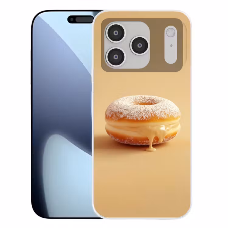 Donut - Romig - Poedersuiker - Beige Telefoonhoesje iPhone 17 Pro klein -3d