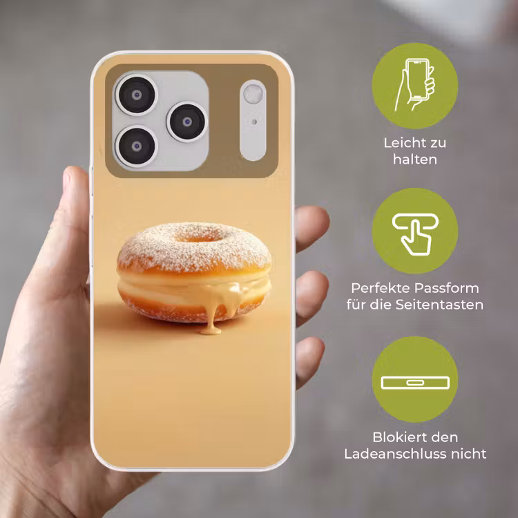 Donut - Romig - Poedersuiker - Beige Telefoonhoesje iPhone 17 Pro klein -sfeer3_DE
