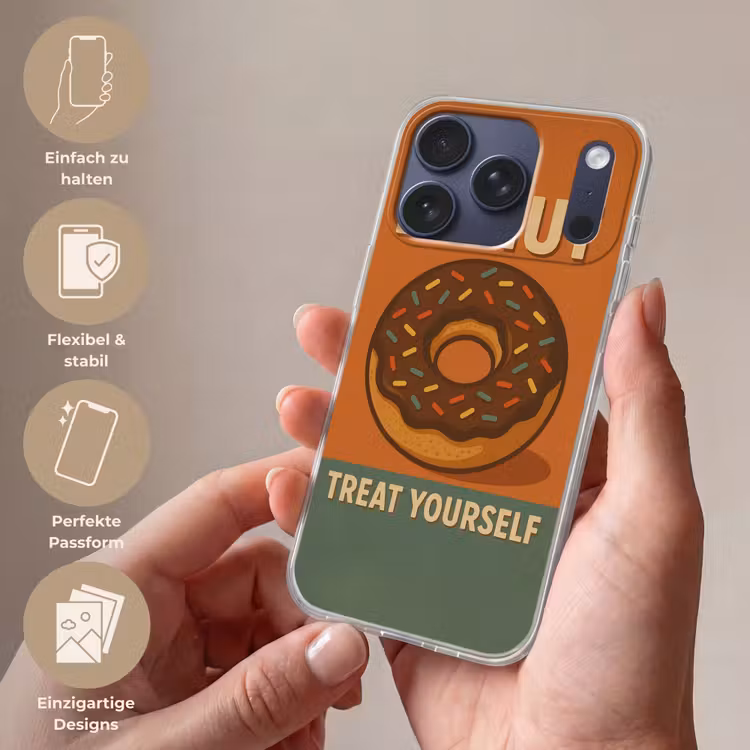 Donut - Spikkels - Kleurrijk - Quote Telefoonhoesje iPhone 17 Pro klein -sfeer3_DE
