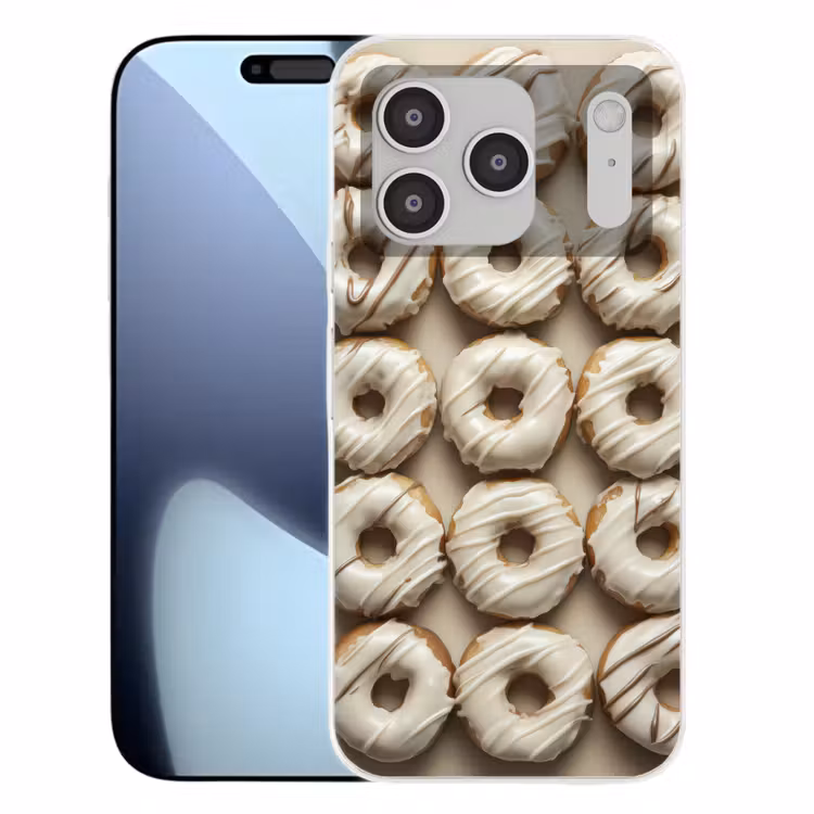 Donuts - Chocolade - Wit - Beige Telefoonhoesje iPhone 17 Pro klein -3d