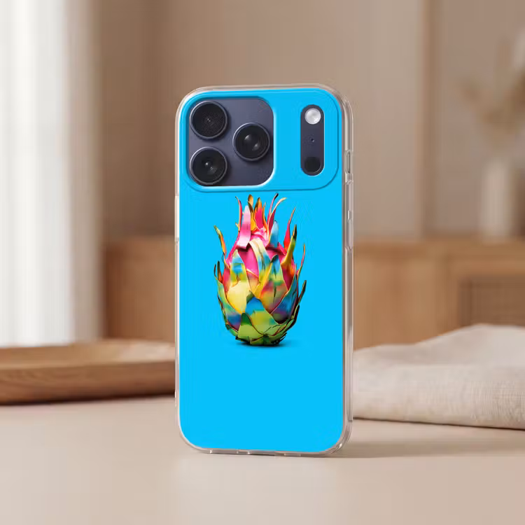 Drakenfruit - Blauw - Levendig Telefoonhoesje iPhone 17 Pro klein -sfeer2