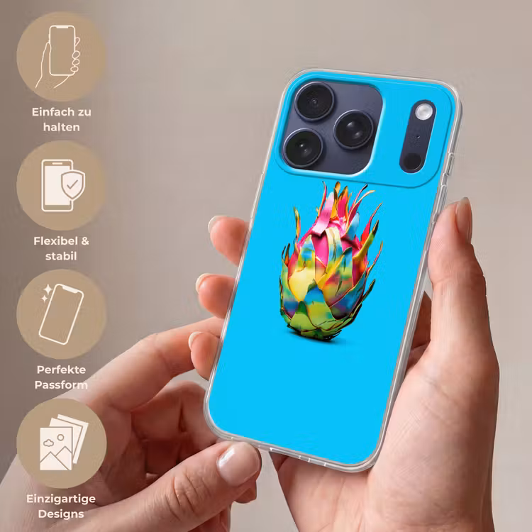 Drakenfruit - Blauw - Levendig Telefoonhoesje iPhone 17 Pro klein -sfeer3_DE