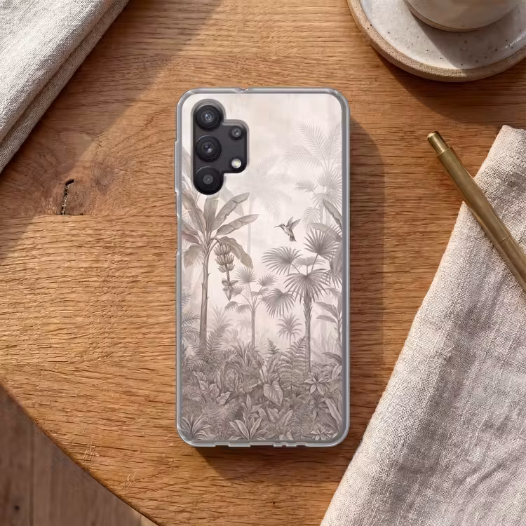 Jungle - Banenboom - Kolibrie - Beige Telefoonhoesje Samsung Galaxy A32 5G klein -sfeer1
