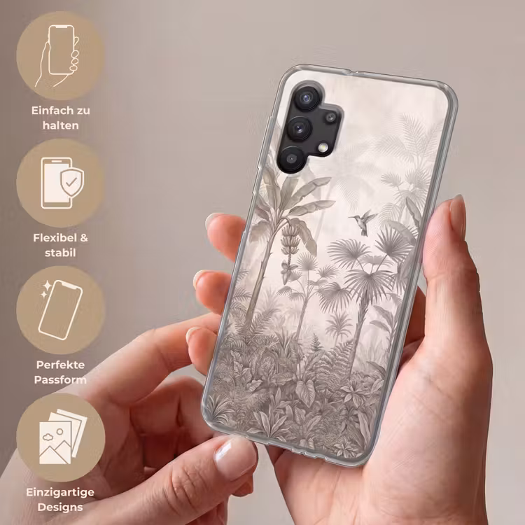Jungle - Banenboom - Kolibrie - Beige Telefoonhoesje Samsung Galaxy A32 5G klein -sfeer3_DE