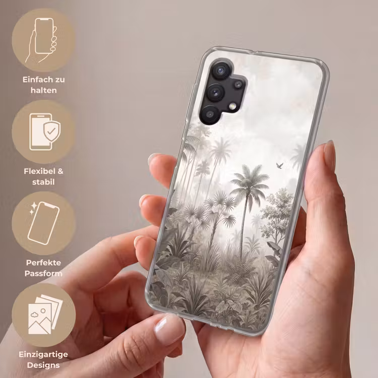 Jungle - Palmbomen - Natuur Telefoonhoesje Samsung Galaxy A32 5G klein -sfeer3_DE