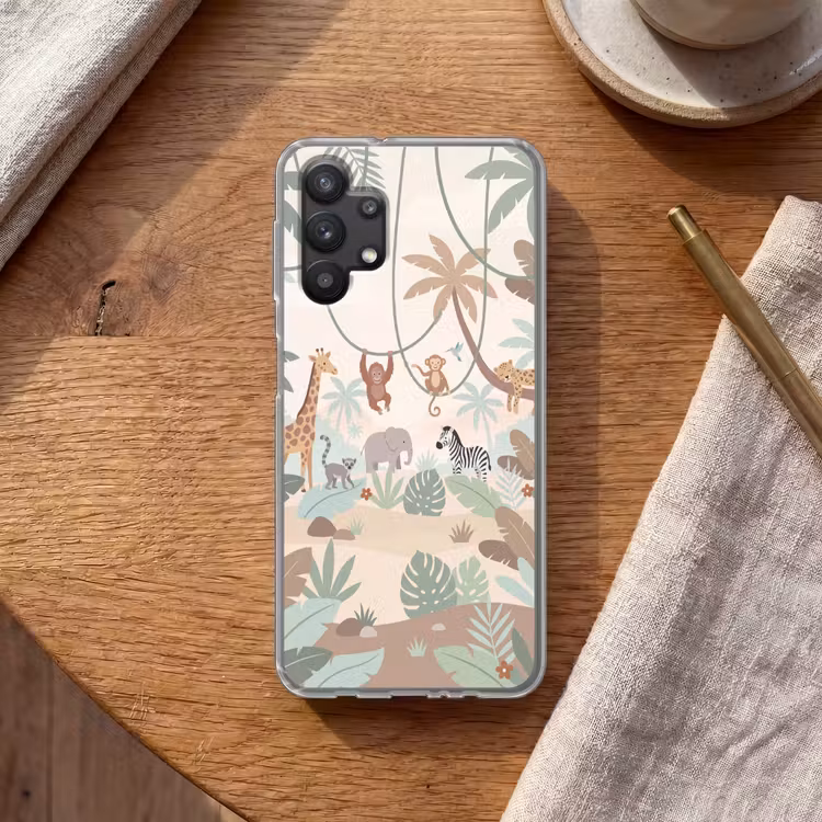 Jungle - Dieren - Groen Telefoonhoesje Samsung Galaxy A32 5G klein -sfeer1