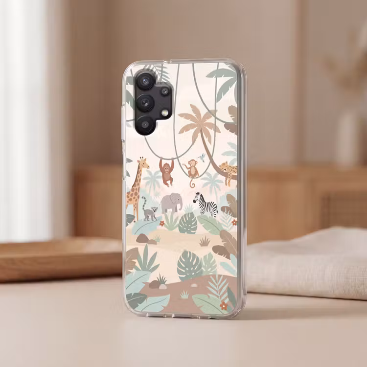 Jungle - Dieren - Groen Telefoonhoesje Samsung Galaxy A32 5G klein -sfeer2