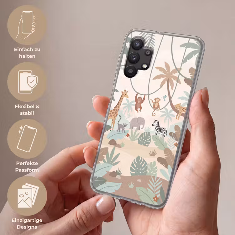 Jungle - Dieren - Groen Telefoonhoesje Samsung Galaxy A32 5G klein -sfeer3_DE