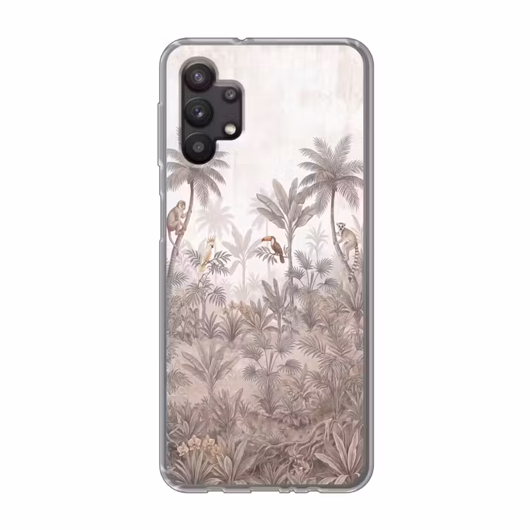 Jungle - Dieren - Palmbomen Telefoonhoesje Samsung Galaxy A32 5G klein -3d