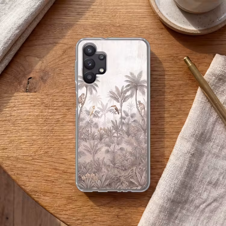 Jungle - Dieren - Palmbomen Telefoonhoesje Samsung Galaxy A32 5G klein -sfeer1