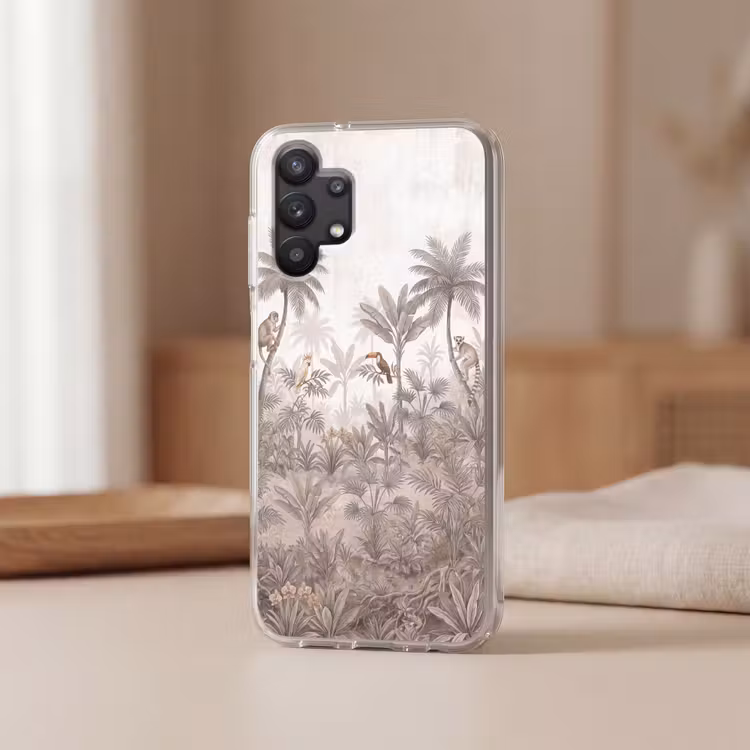 Jungle - Dieren - Palmbomen Telefoonhoesje Samsung Galaxy A32 5G klein -sfeer2