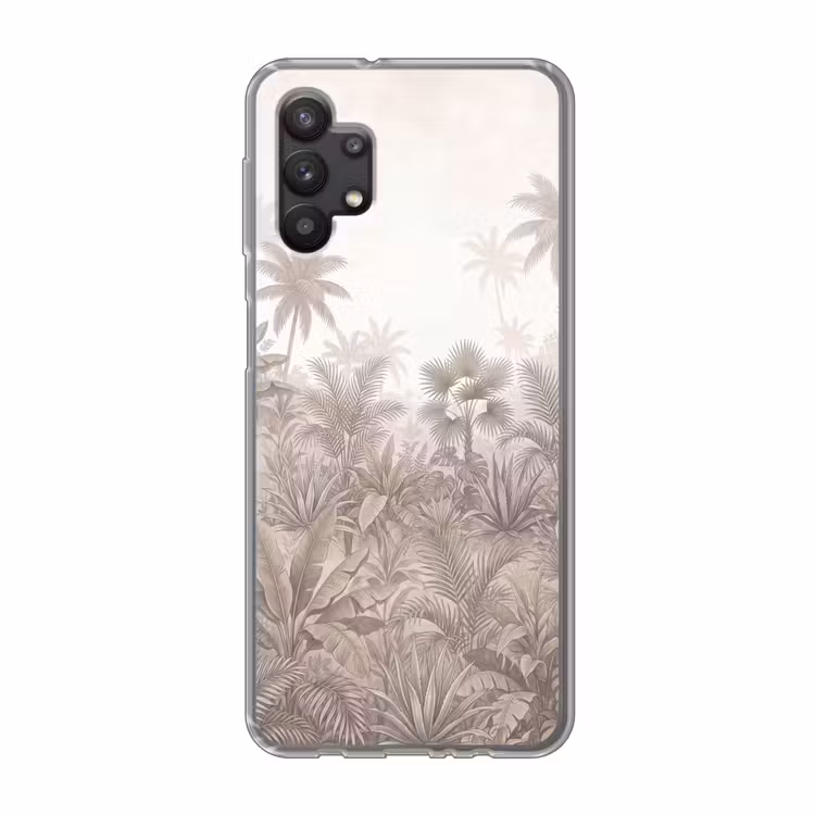 Jungle - Tropisch - Natuur -Vintage - Beige Telefoonhoesje Samsung Galaxy A32 5G klein -3d