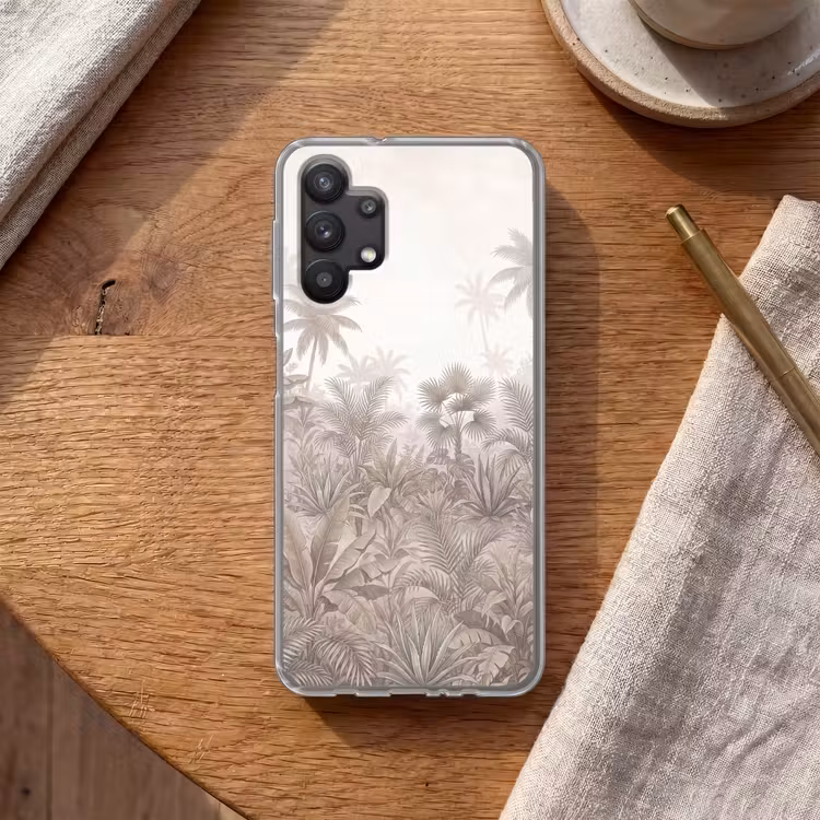 Jungle - Tropisch - Natuur -Vintage - Beige Telefoonhoesje Samsung Galaxy A32 5G klein -sfeer1