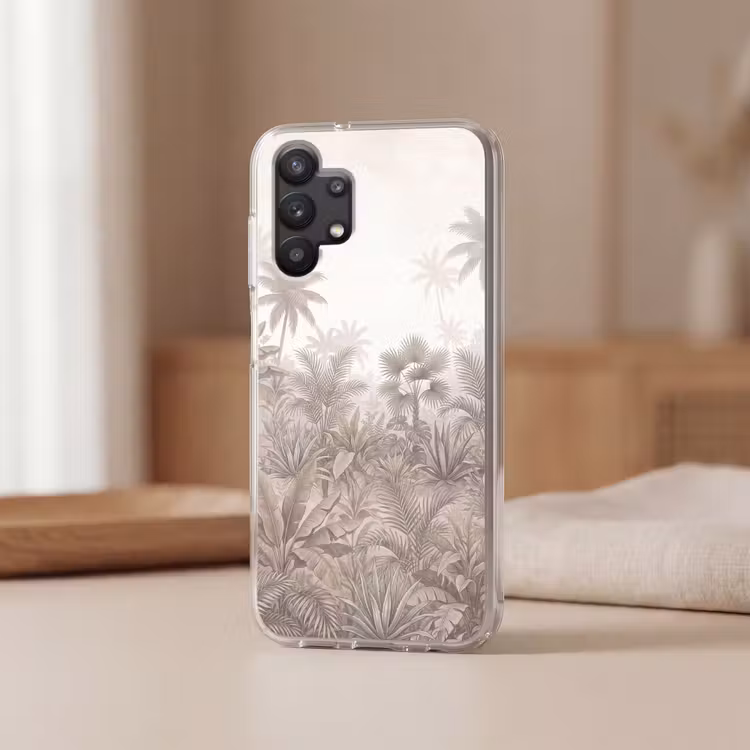 Jungle - Tropisch - Natuur -Vintage - Beige Telefoonhoesje Samsung Galaxy A32 5G klein -sfeer2