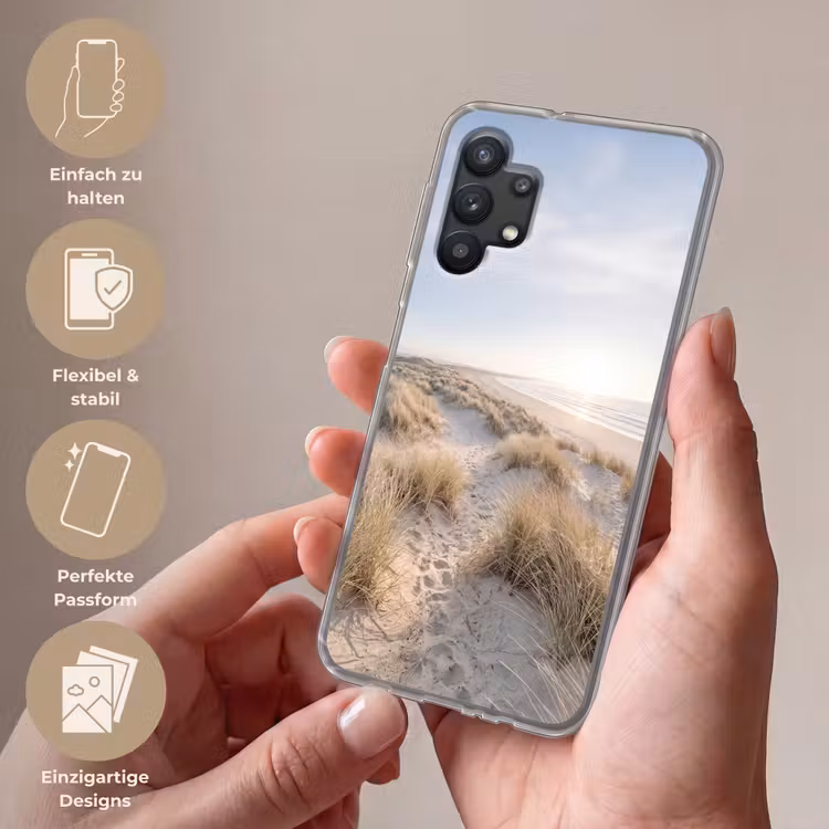 Duinen - Strand - Beige Telefoonhoesje Samsung Galaxy A32 5G klein -sfeer3_DE