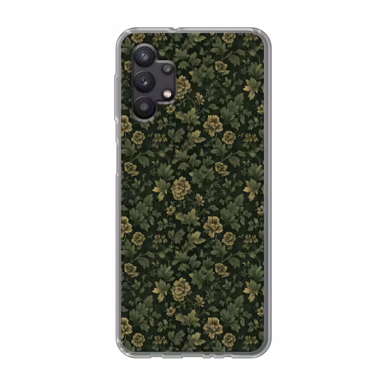 Donker - Groen - Goud - Botanisch Telefoonhoesje Samsung Galaxy A32 5G klein 346 -3d