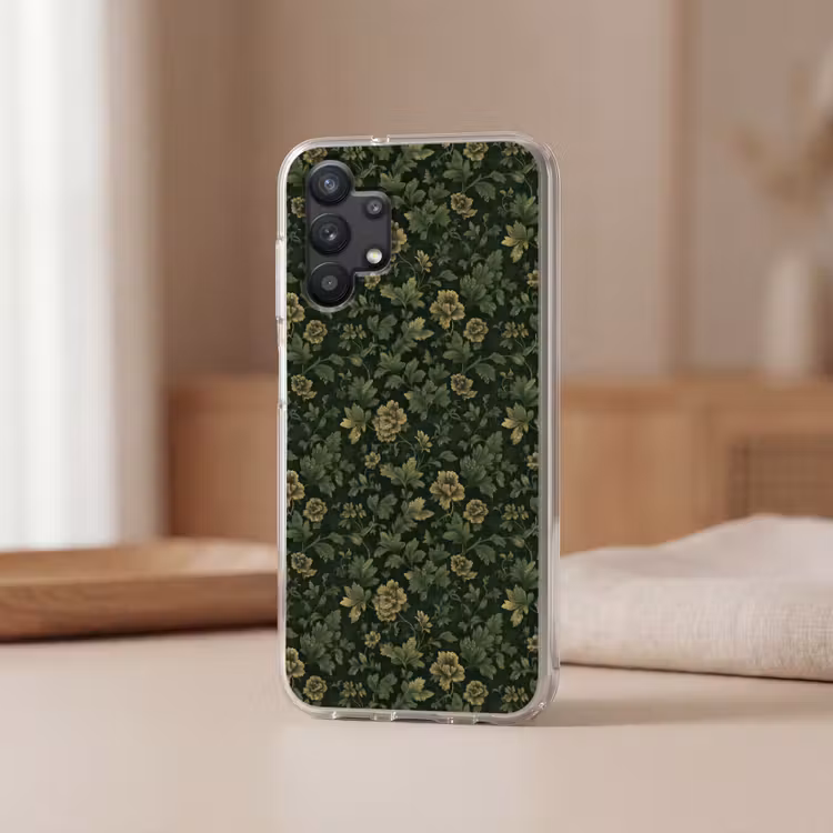 Donker - Groen - Goud - Botanisch Telefoonhoesje Samsung Galaxy A32 5G klein 346 -sfeer2